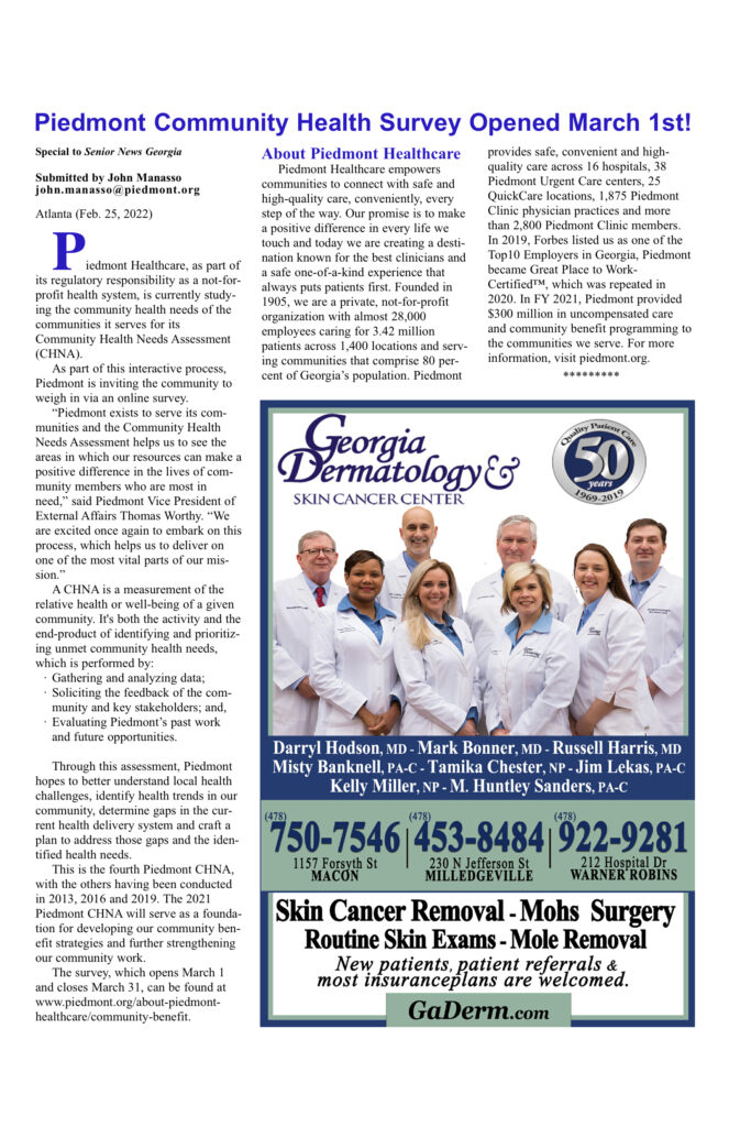 Healthcare survey announcement with dermatology center ad.