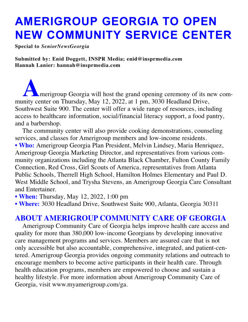 Amerigroup Georgia new community service center announcement.