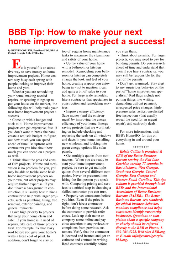 Article on successful home improvement tips.