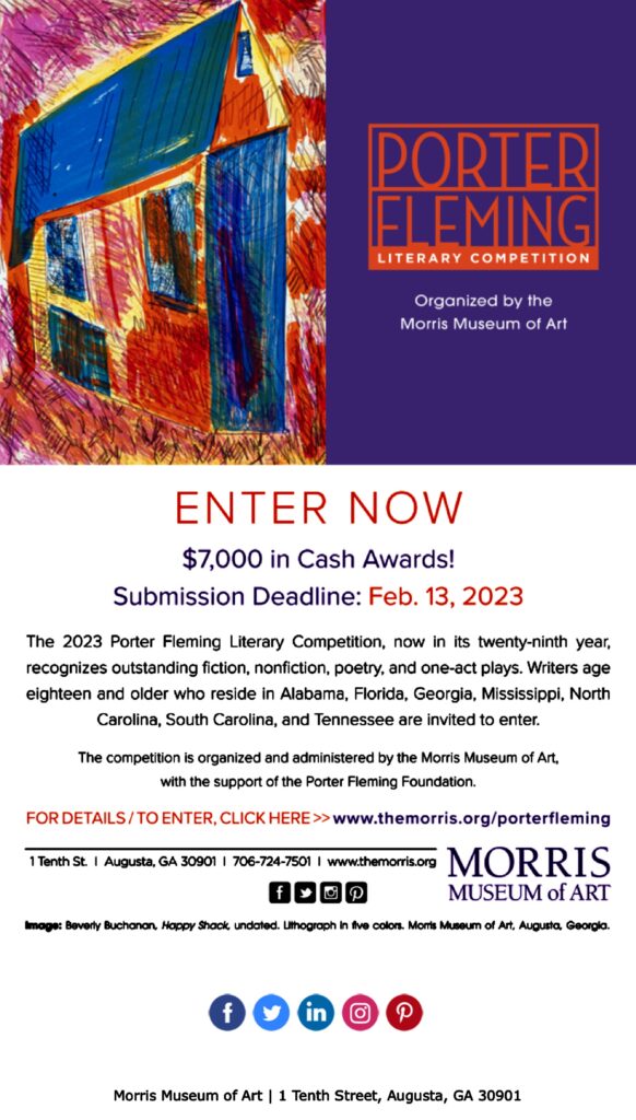 Porter Fleming Literary Competition announcement poster.