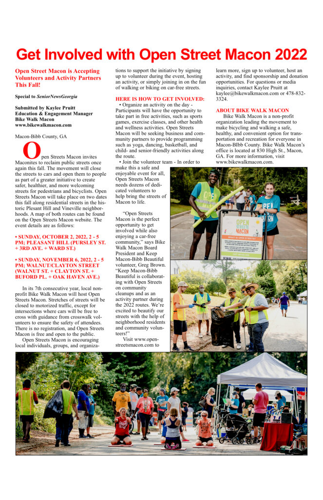 Open Street Macon 2022 community event flyer.