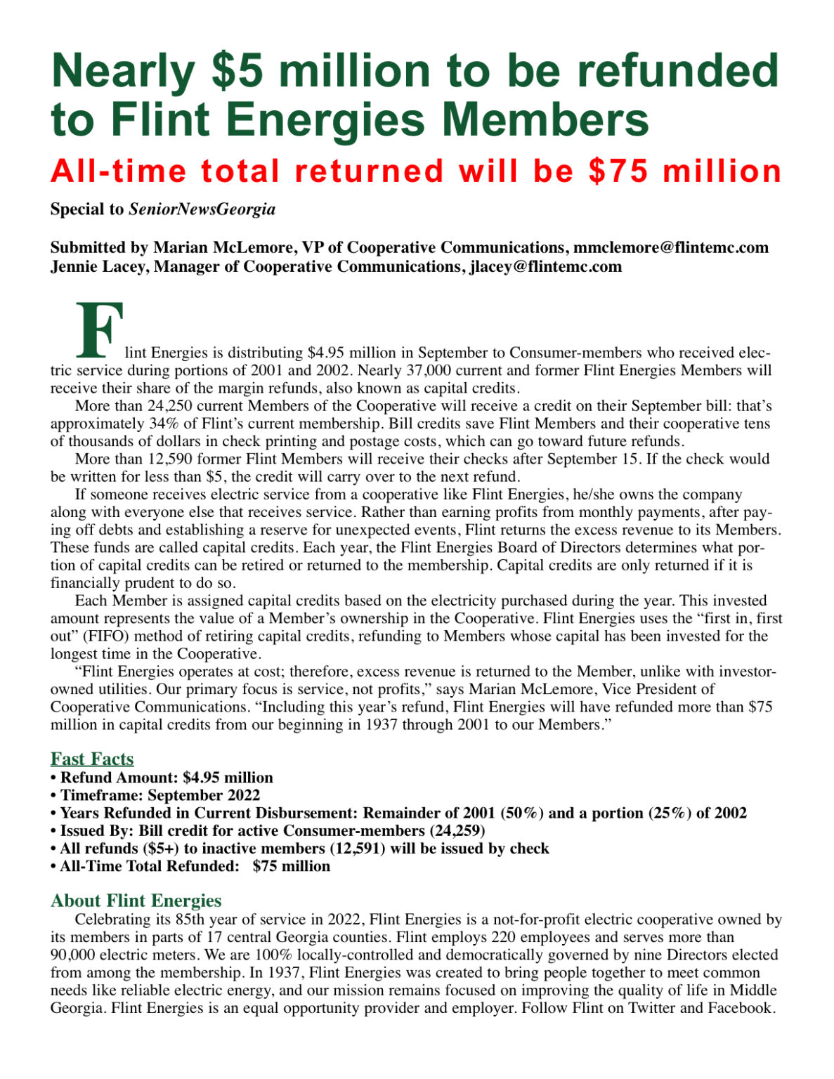 flint emc refunds period from 2012