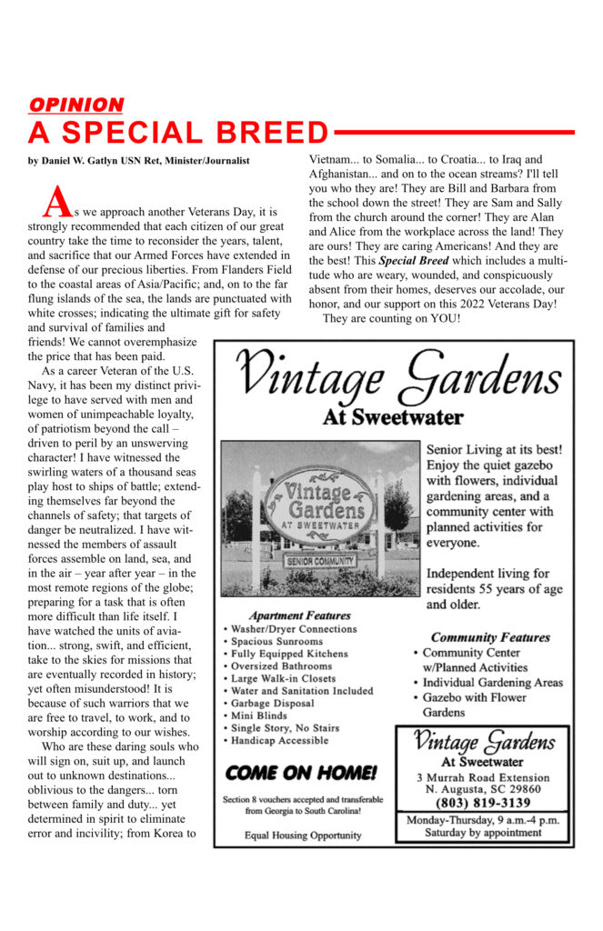 Opinion article about veterans and senior living.