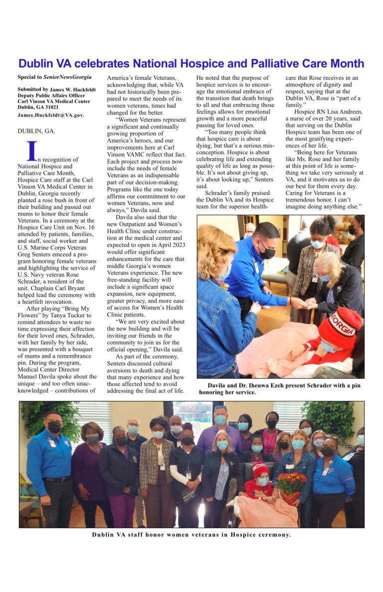 Dublin VA celebrates National Hospice and Palliative Care.