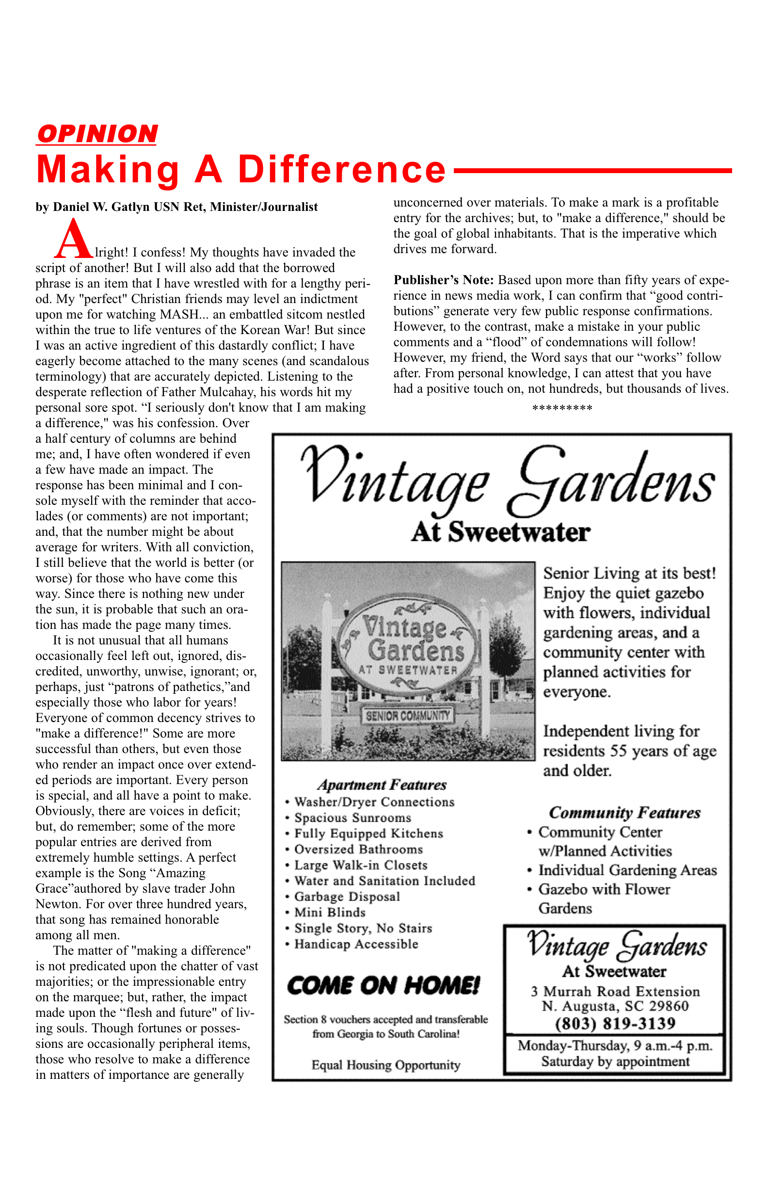 Opinion - Making A Difference