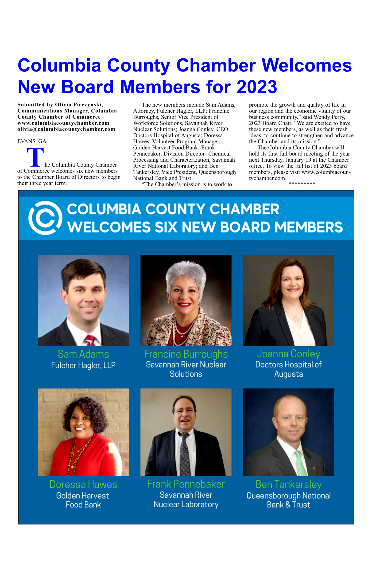 ColumbiaCountyChamberNewBoardMembers