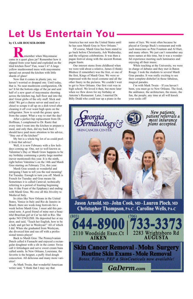 Article with dermatology clinic advertisement.