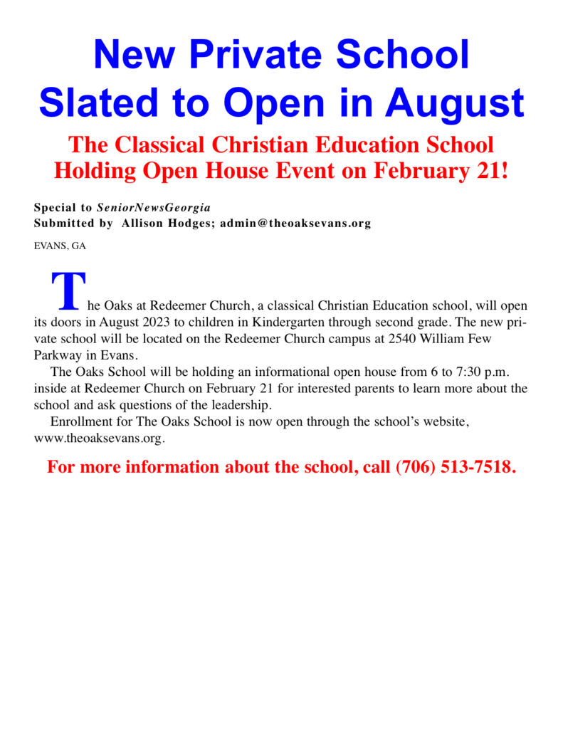 Announcement for new private school opening.