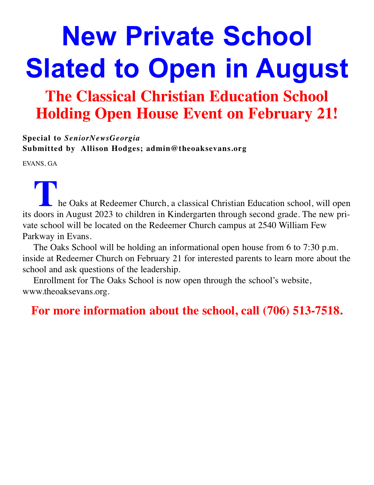 NewPrivateSchoolInEvans