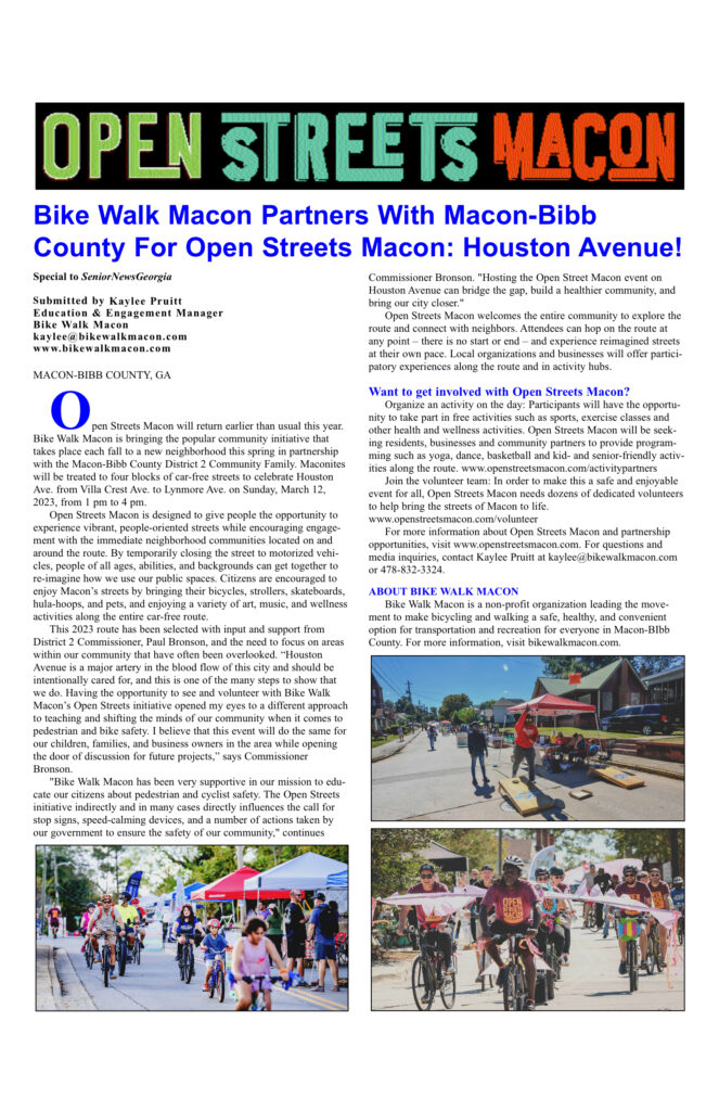 Flyer for Open Streets Macon event.