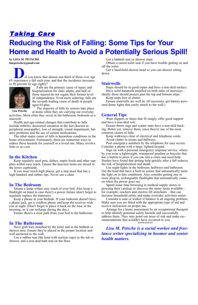 Tips to prevent falls in home settings.