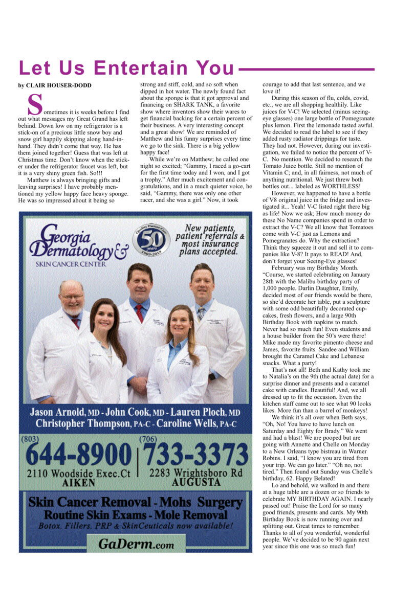 Medical professionals and article about entertainment.