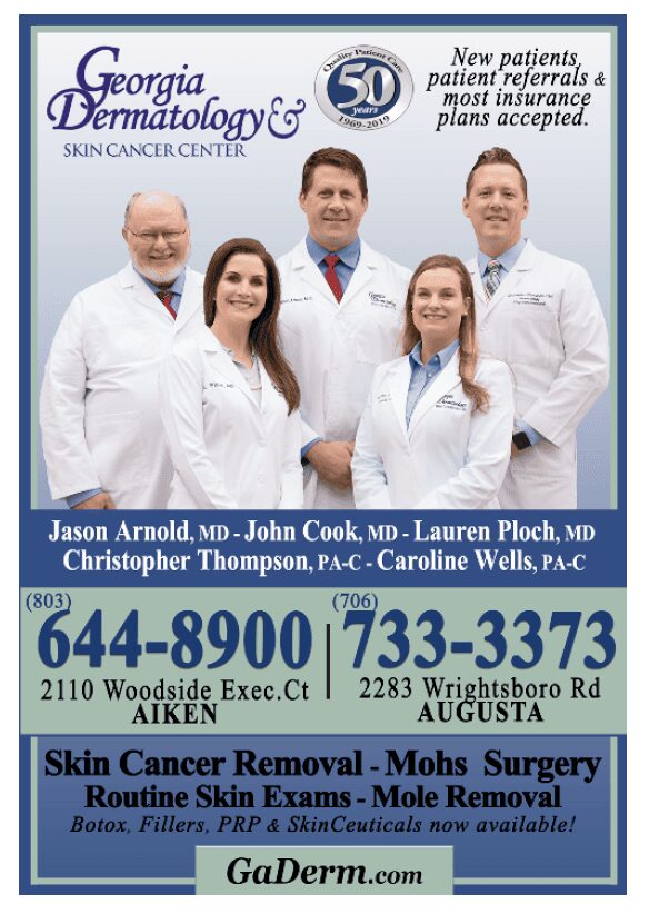 Georgia Dermatology staff portrait and phone numbers