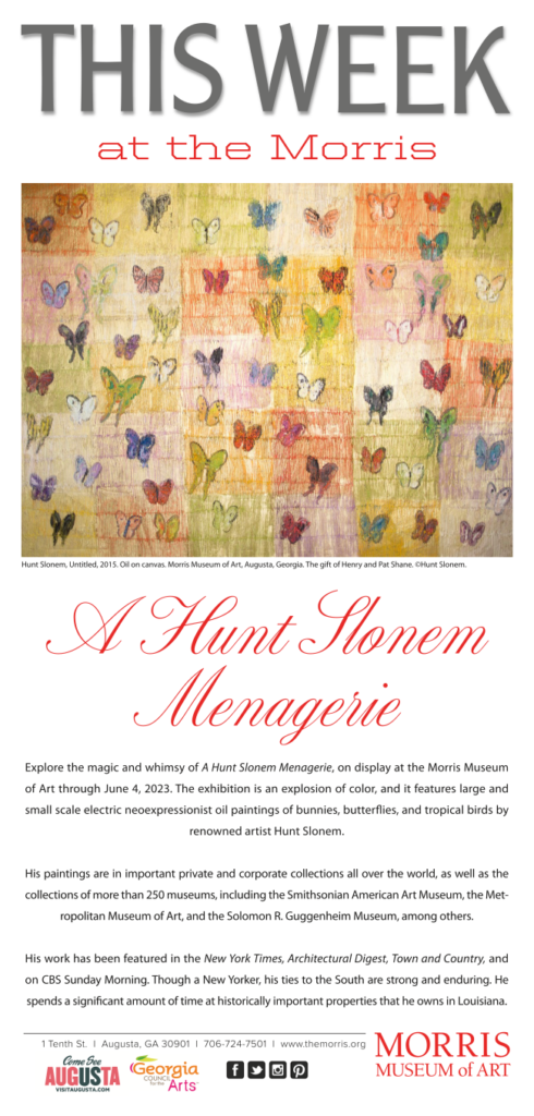 Colorful butterfly artwork exhibition poster.