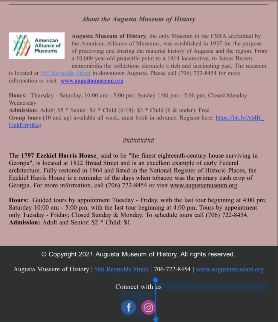 Augusta Museum of History page with logo
