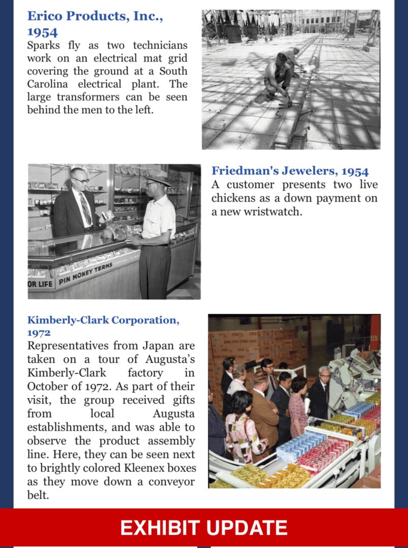 Exhibit page with vintage black-and-white photos