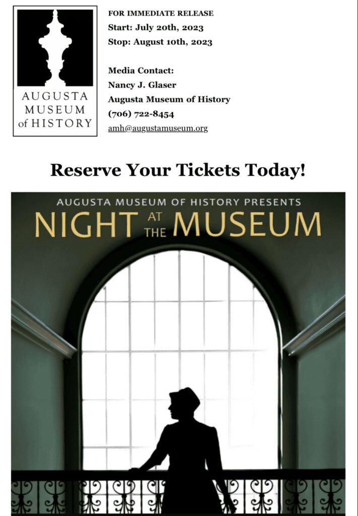 Night at the Museum event promotion poster.