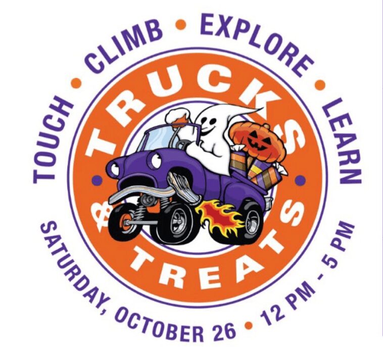 Truck-themed Halloween event poster with ghost.