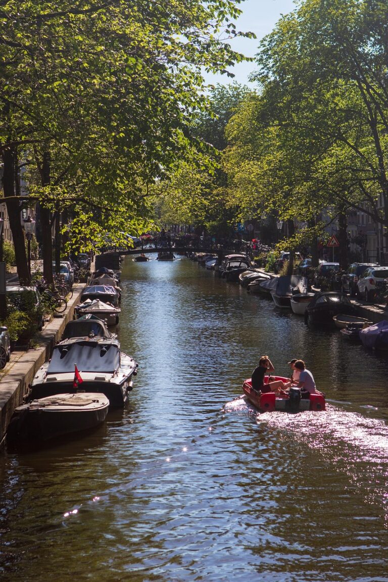 amsterdam, canal, netherlands, city, ferry boats, buildings, waterway