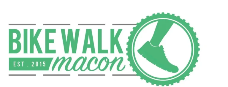 Bike Walk Macon logo with shoe graphic.