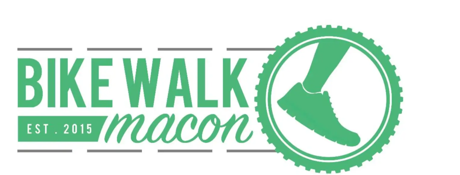 Bike Walk Macon logo with shoe graphic.